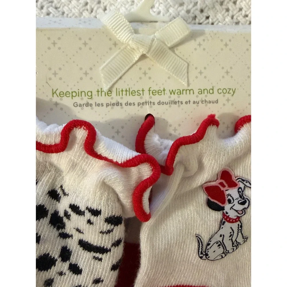 Disney Baby 101 Dalmatians Socks 2 Pack Red White Black Spotted 12-24 Months NEW